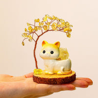 Lucky Cat Crystal Money Tree Diffuser Stone Ornament