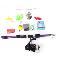 FTK 55-Piece 1.8m Telescopic Lure Fishing Rod Combo Kit for Beginners with Soft Lures