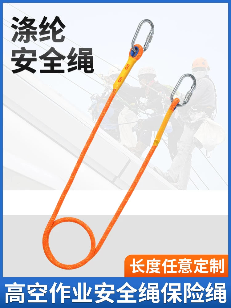 Outdoor Wear-Resistant Safety Rope with Double Hooks for High-Altitude Work
