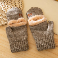 Men's Winter Flip-Top Fingerless Gloves with Windproof Thermal Lining for Cycling
