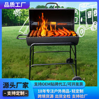 Large BBQ Grill with Side Shelf and Roasting Rack for Home and Park Use, Charcoal Smoker and Roaster