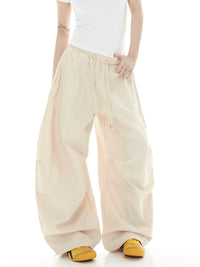 Unisex Retro Pleated Striped Parachute Cargo Pants