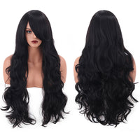 80cm Long Curly Cosplay Wig with Bangs, Multi-color Heat Resistant Synthetic Hair