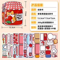 Jumbo Quiet Book DIY Sticker Play Set for Kids - Strawberry Jam Cat & Pet House Themes