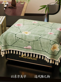 Multi-purpose Dust Cover for Rice Cooker, Blender, Air Fryer, and Speakers - Floral Tassel Velvet