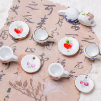 Miniature Teacup and Saucer Ceramic Beads for Jewelry Making