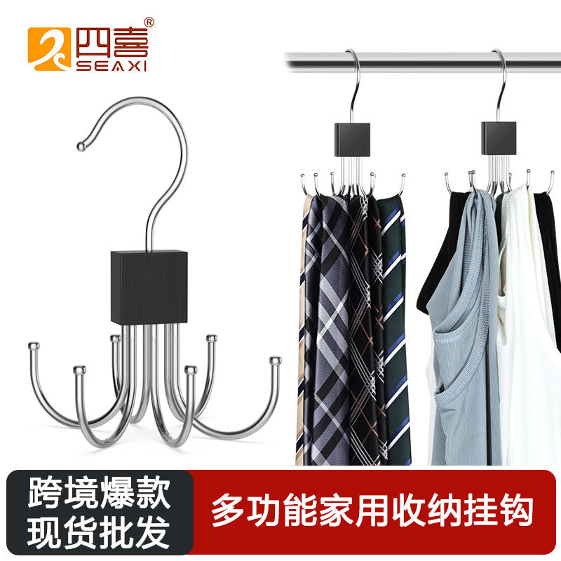 Multi-functional Rotating 6-Claw Belt Hanger for Scarves, Hats, and Ties