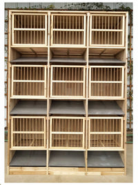 Wooden Pigeon Breeding Cage with Slanted Dropping Board and Nest Box