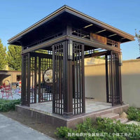 New Chinese Style Aluminum Art Gazebo Outdoor Courtyard Garden Pergola Sunroom Villa Landscape Pavilion