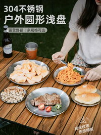 Outdoor Stainless Steel Camping Plate Set - Portable Picnic & Snack Dishes