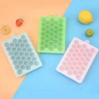 33-Grid Food Grade Silicone Ice Cube Tray with Lid, Honeycomb Design for Homemade Ice and Baby Food Storage