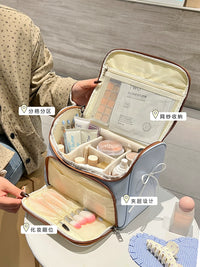 Bowknot Large Capacity Travel Cosmetic Bag with Compartments for Skincare and Brushes