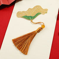 Creative Metal Painted Bookmark Chinese Style Leaf Brass Tassel Retro Student Gift Stationery