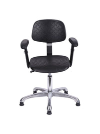 Anti-Static PU Leather Lab Stool with Adjustable Height and Wheels/Footrests