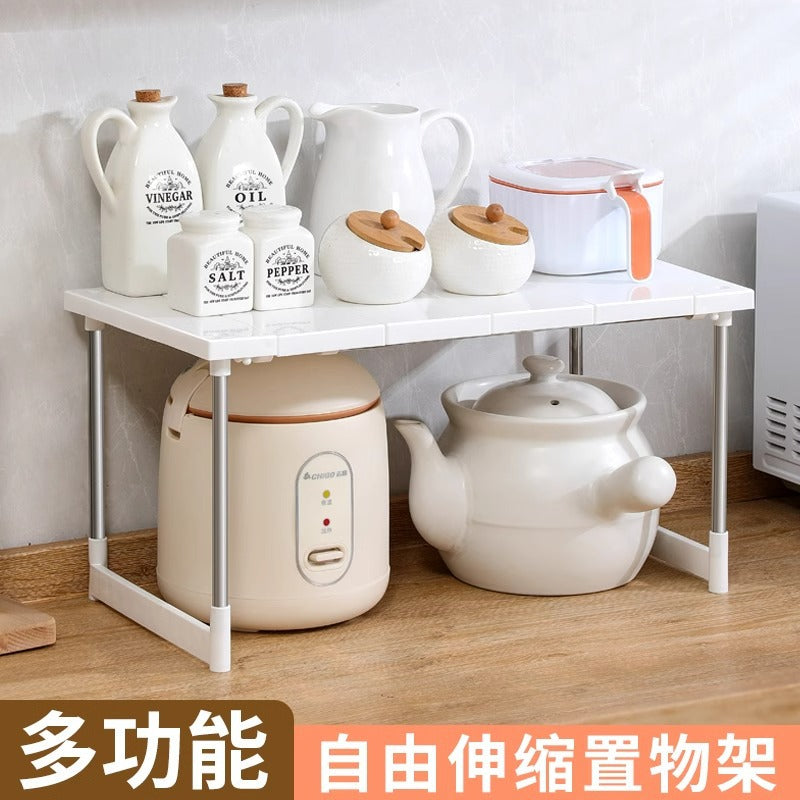 Under-Sink Expandable Stainless Steel Storage Rack for Kitchen Cabinets