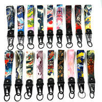 Japanese Ukiyo-e Wave Landscape Digital Print Keychain with Lobster Clasp for Bags