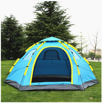 Automatic Pop-Up 6-8 Person Camouflage/Blue Hexagonal Tent for Outdoor Camping, Beach, Hiking