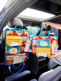 Car Backseat Organizer with Kick Mat and Tissue Box Holder, Large Capacity Multi-Pocket Storage Bag for Kids