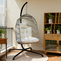 Xinningju Foldable Rattan Swing Chair for Indoor/Outdoor Use, Modern Minimalist Balcony Leisure Hanging Chair
