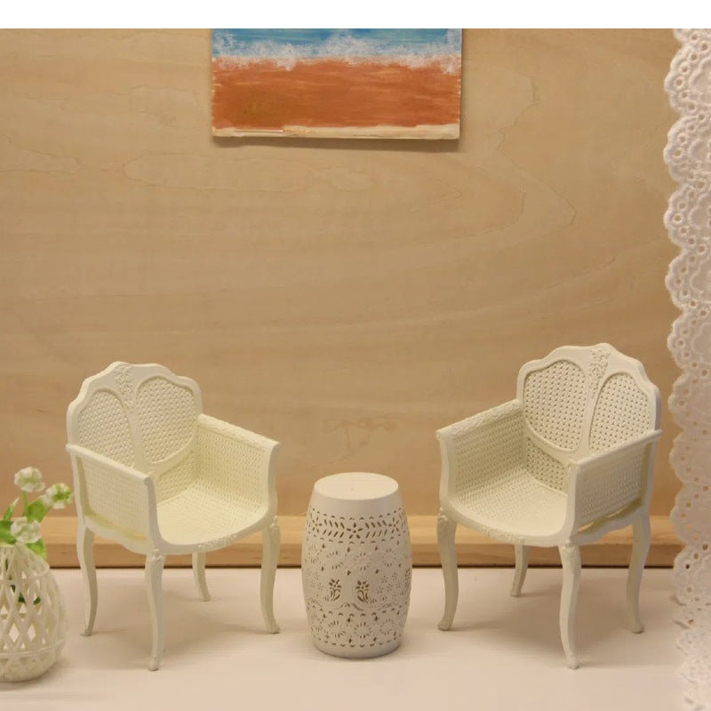 1:12 Dollhouse Miniature Table and Chair Set for Kids Pretend Play