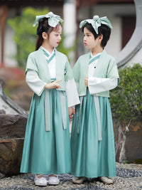 Kids Hanfu Chinese Ancient Costume for Boys and Girls, Traditional School Uniform for Performances and Ceremonies