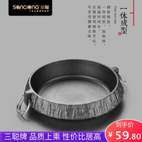 Japanese Style Non-Stick Cast Iron Sukiyaki Hot Pot with Lid, Induction and Gas Cooktop Compatible