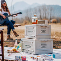 Outdoor Camping Storage Box Car Trunk Home Multi-functional Organizer Side-Opening Camping Wooden Lid Foldable Container