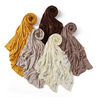 Mercerized Cotton Jersey Scarf with Clover Rhinestone Design, Breathable and Elastic