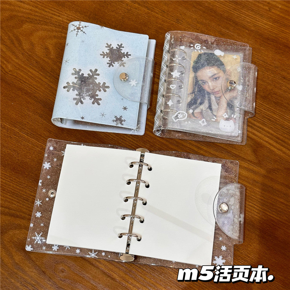 Ins Style Glitter Snowflake M5 Loose-Leaf Notebook PVC Soft Cover Diary Card Holder
