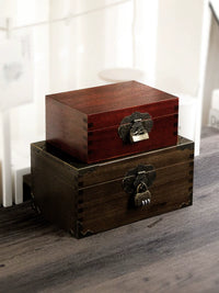 Camphor Wood Vintage Storage Box with Lock