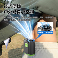 Portable Waist Clip Fan with Flashlight, Rechargeable Personal Fan for Outdoor Work