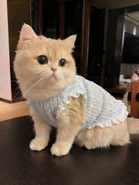 Pet Breathable Cooling Lace Vest for Cats and Small Dogs, Hair-Resistant Summer Apparel