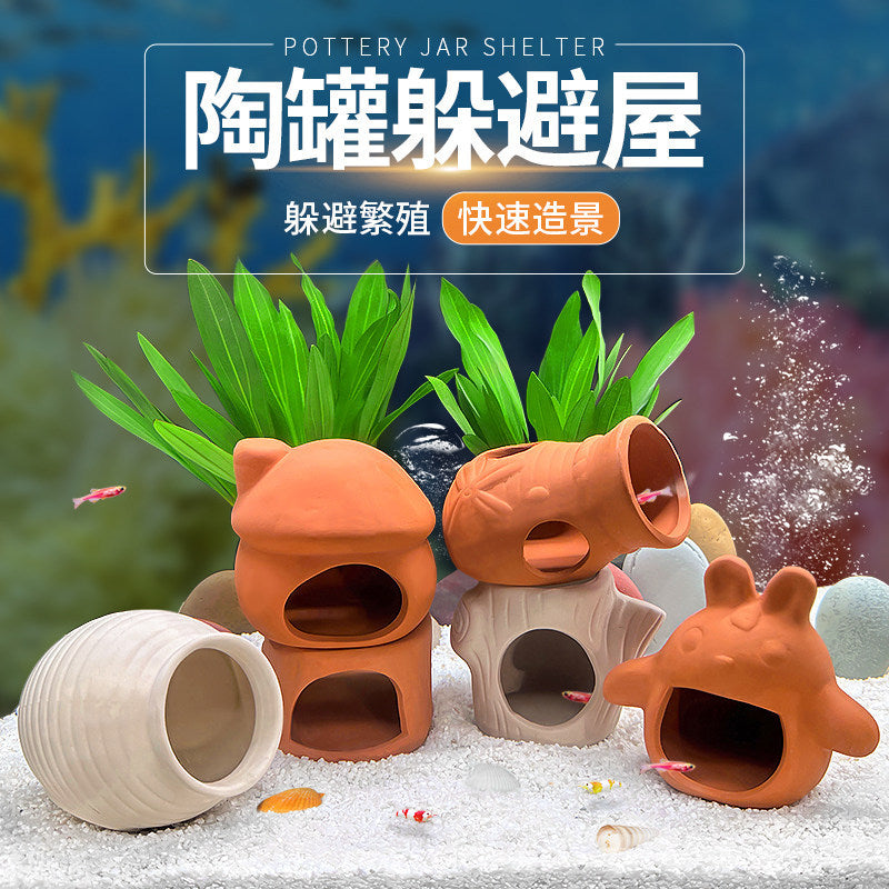 Aquarium Decor Hiding House Breeding Cave for Small Fish Shrimp Turtle