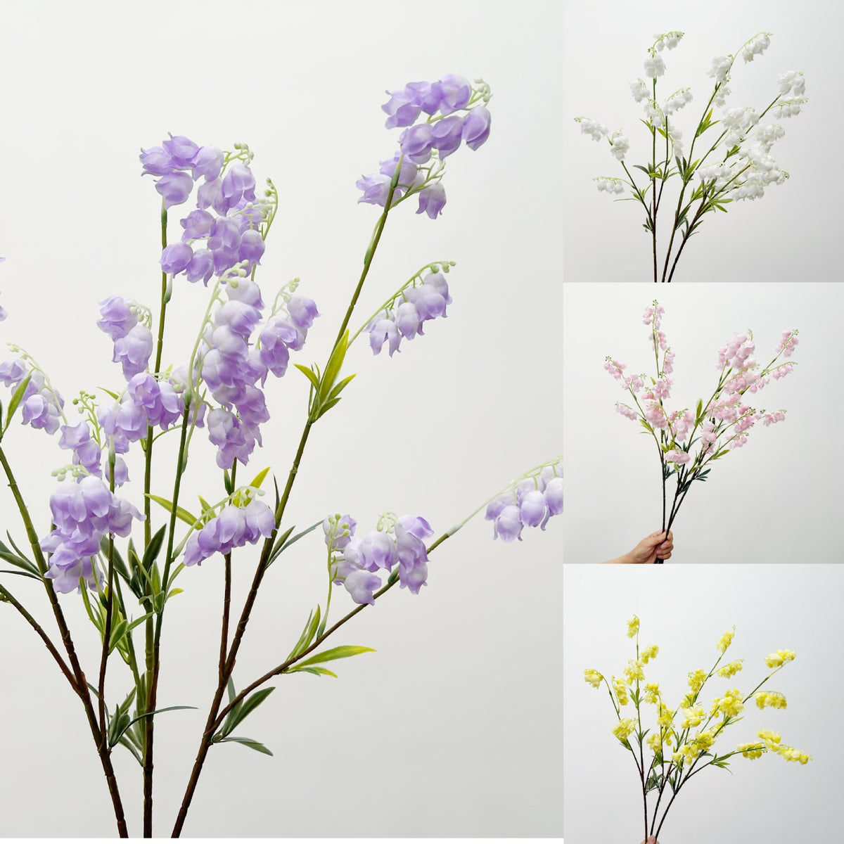 Artificial Lily of the Valley Wind Chime Flowers, 9-Head Long Stem Bellflower for Home Decor
