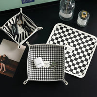 Houndstooth Leather Valet Tray for Keys, Watches, Glasses, and Desktop Organization