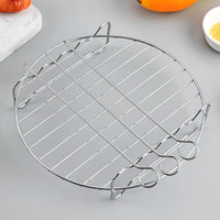 Stainless Steel Double-Layer Air Fryer Rack with Skewers, Round Grill Net for Frying Baskets