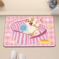 Cartoon Diatomaceous Earth Bath Mat, Non-Slip Absorbent Quick Dry Floor Mat for Bathroom and Entryway