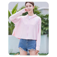 2025 New Black Glue Yarn Ice-Feel Sun Protection Jacket with Large Brim for Women