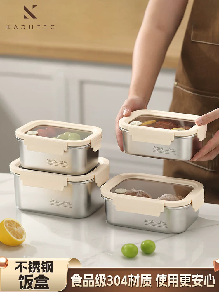 Microwaveable 304 Stainless Steel Lunch Box Set with Insulated Bag and Cutlery for Office