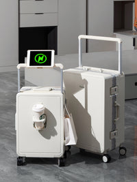 Multi-functional Hardside Luggage with Spinner Wheels, USB Port, Cup Holder, and Phone Stand
