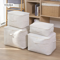 Tianshan Cotton Linen Foldable Storage Bag with Frame, Thickened Waterproof Clothes Organizer