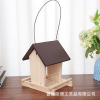 Wooden Bird Feeder House for Outdoor Hanging, Rainproof Shelter for Wild Birds