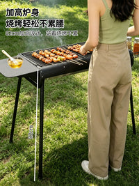 Portable Stainless Steel BBQ Grill for Home Outdoor Camping - Smokeless Charcoal Barbecue Rack