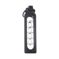 Large Capacity Borosilicate Glass Water Bottle with Scale and Handle, Silicone Sleeve, Portable for Sports and Gifts