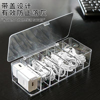 Desktop Cable Organizer Box with Compartments for Phone Chargers and Data Cables