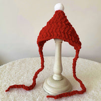 Pet Red Riding Hood Christmas Hat for Cats and Small Dogs, Knitted Ear Protection Headwear