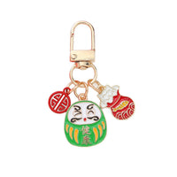 Japanese Daruma Doll Mount Fuji Alloy Keychain for Bags and Cars