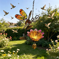 Outdoor Hanging Bird Feeder with Butterfly Design - Garden Decor Wind Chime