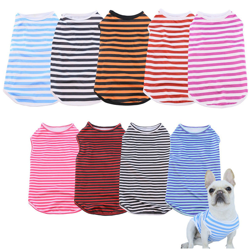 Striped Pet Vest T-Shirt for Small to Medium Dogs, Thin Breathable Cooling Apparel