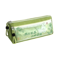 Chinese Style Large Capacity Canvas Pencil Case for Students, Double Layer Stationery Organizer